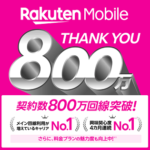 楽天モバイルの契約数が800万回線を突破！約4カ月で100万回線増加。三木谷氏の紹介キャンペーンも継続中