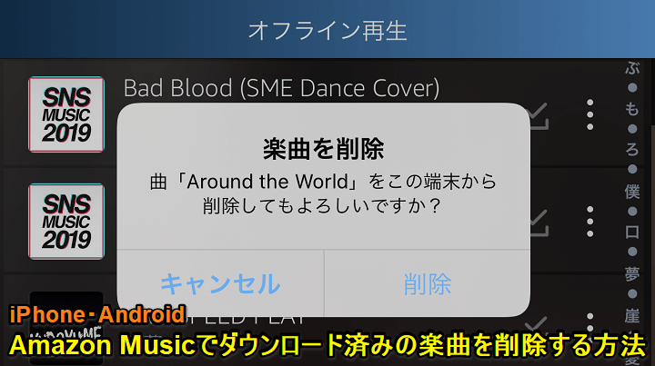 Amazon Music ダウンロード済の楽曲を削除する方法