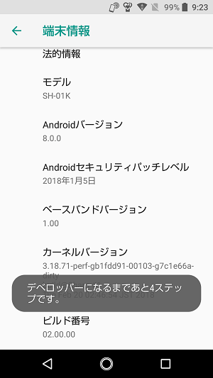 Android開発者向けオプション