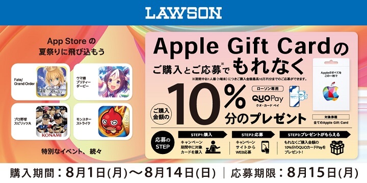 Appleギフトカード ローソン 10%還元