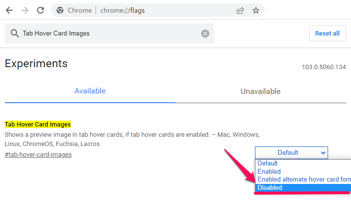Chrome タブのプレビュー画像を非表示にする方法