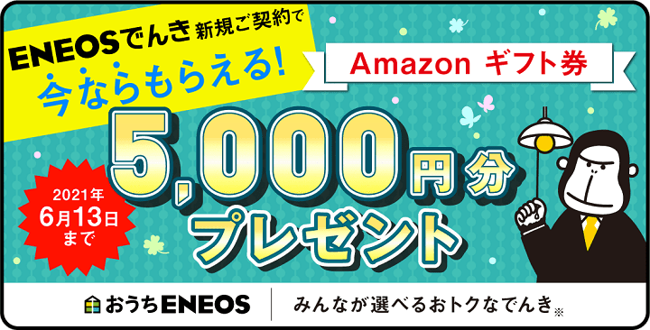 Amazonギフト券5 000円分プレゼント Eneosでんきをお得に契約する方法 使い方 方法まとめサイト Usedoor