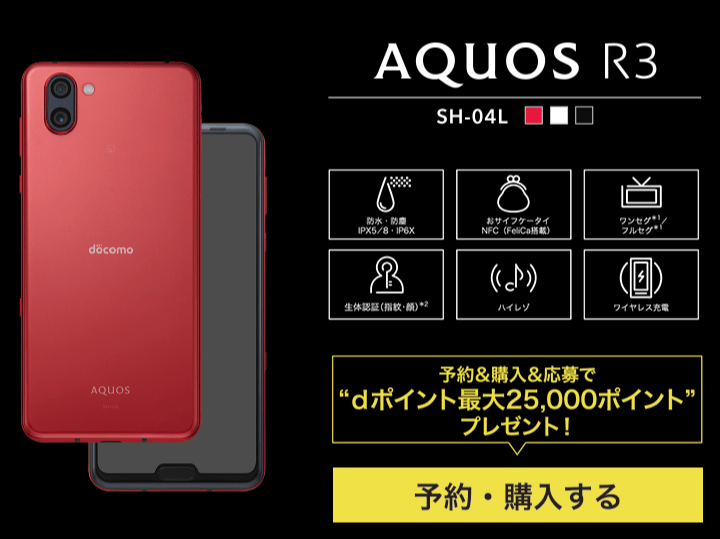 AQUOS R3（SH-04L）の価格とキャンペーン