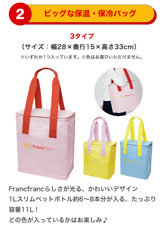 マクドナルドの福袋2026 ビッグな保温・保冷バッグ