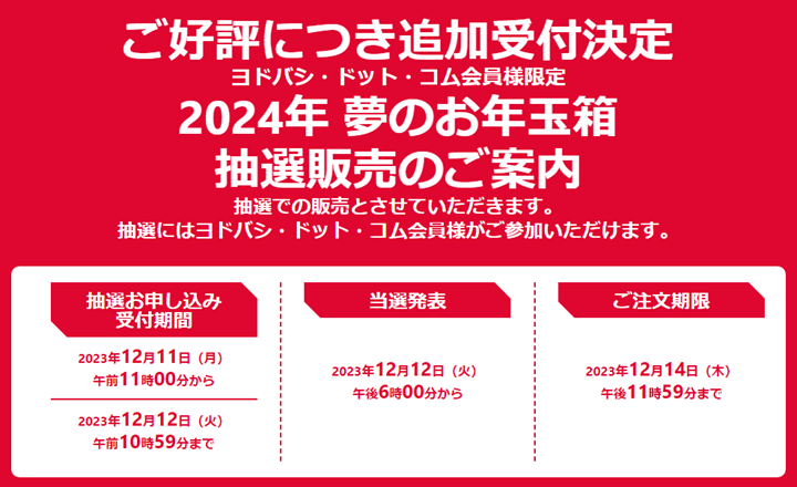 【2024年ヨドバシ福袋】ヨドバシカメラの「夢のお年玉箱」追加販売