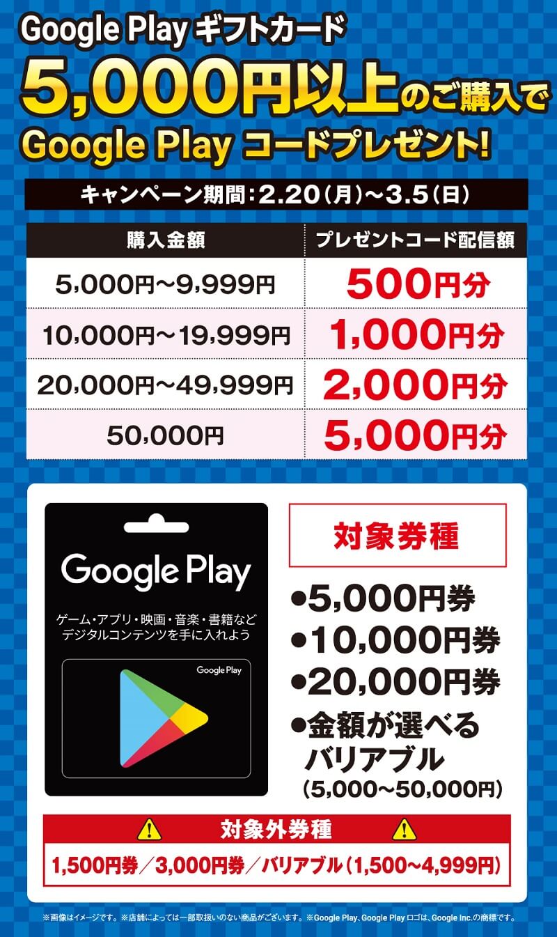 最大5 000円分 セブンイレブンでgoogle Play ギフトカードを購入