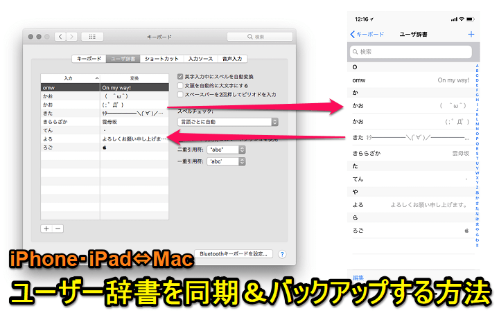 Iphone Ipadとmac間でユーザー辞書を同期 バックアップする方法