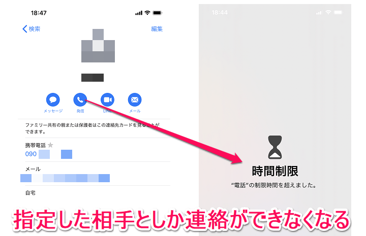 iPhone スクリーンタイム ペアレントコントロール