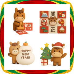 年末年始◎3Dお馬さん絵文字 #2026