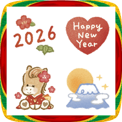 ❤️お正月❤️かわいい午年♡emoji☆*:。