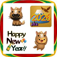 黒猫好きのあけおめ絵文字2026