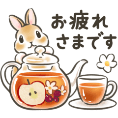 LINE無料スタンプ 秋の毎日・気遣い敬語☆うさぎのスタンプ