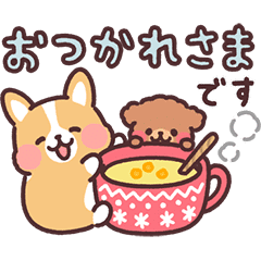LINE無料スタンプ 冬の日常まるまるコーギー♪敬語＆年末年始