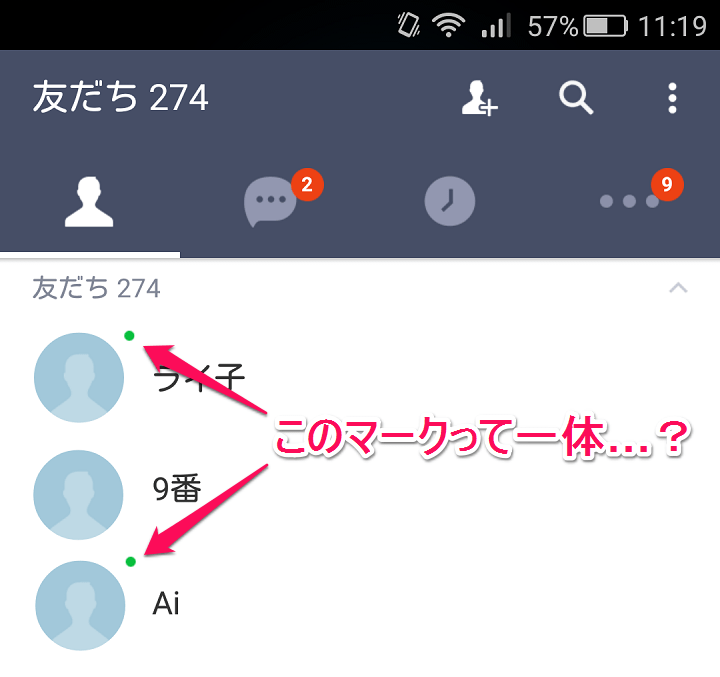 Lineの友だち一覧に表示されている 緑色の丸マーク の意味と表示を消す方法 使い方 方法まとめサイト Usedoor