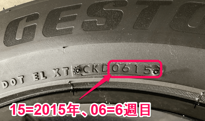 タイヤ製造年月確認