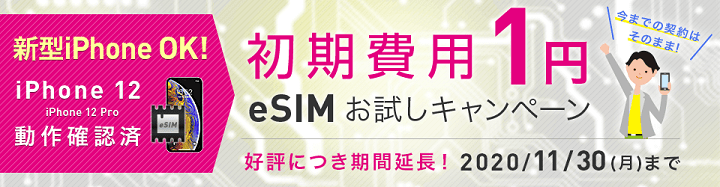 【IIJmio】初期1円!eSIMお試しキャンペーン