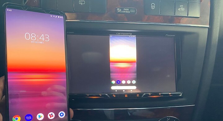 RCA接続カーナビTVにスマホの画面をミラーリング