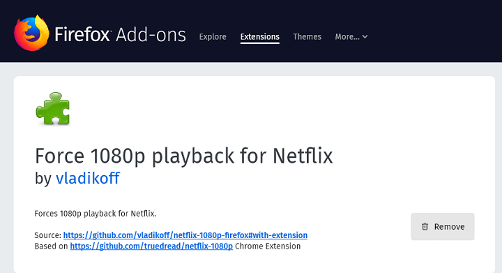 Firefox Force 1080p playback for Netflix