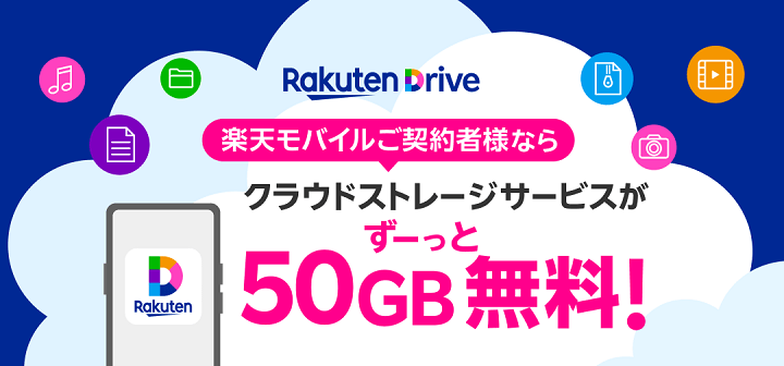 楽天モバイルがRakuten最強プランの回線契約者を対象に楽天ドライブ（50GB）を無料提供