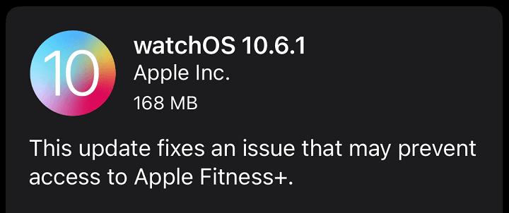 watchOS 10.6.1 アップデート内容