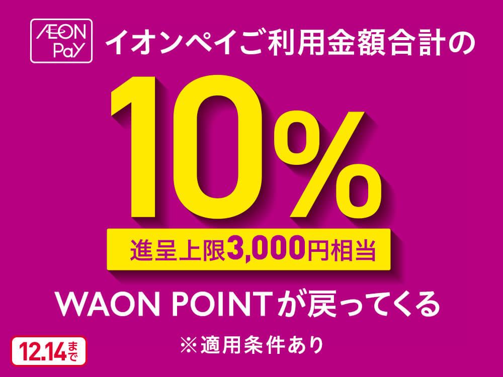 イオンペイ、利用金額合計の10％を還元