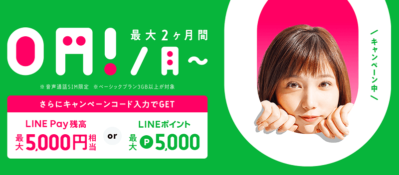 月額基本利用料2ヵ月0円キャンペーン