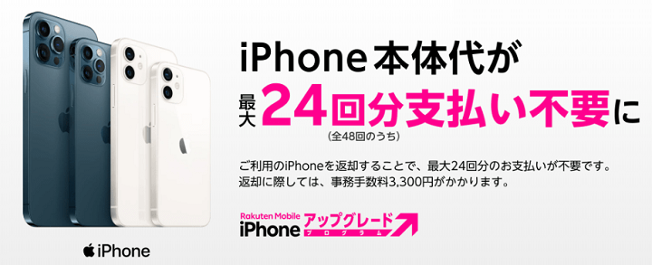 楽天モバイル iPhone13、mini、Pro、Pro Max値下げ