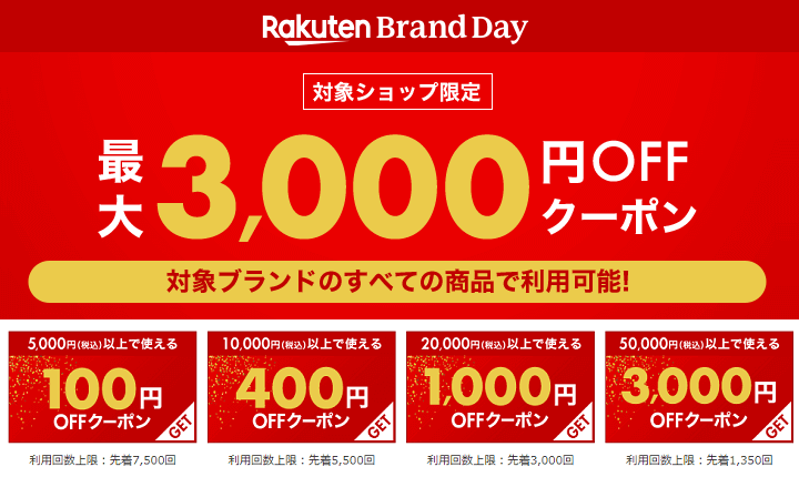 楽天市場 Rakuten Brand Dayクーポン