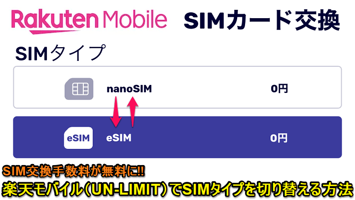 楽天モバイル（UN-LIMIT）物理SIMからeSIMに切り替え