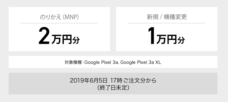 ソフトバンク Google Pixel 3a / 3a XL 自宅受取の方限定 最大20,000円分の商品券をプレゼント