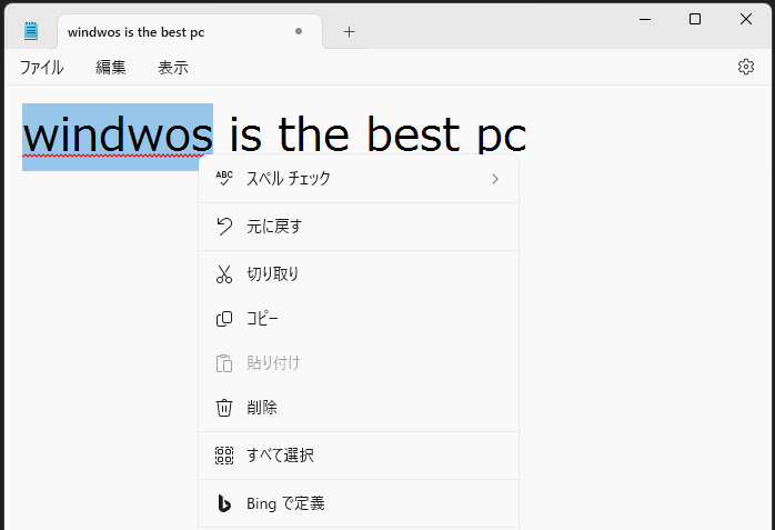 Windows11 スペルチェック機能の使い方