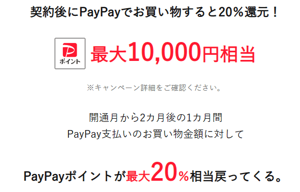 【SIM単体】PayPay20%戻ってくるキャンペーン（YMオンラインストア）